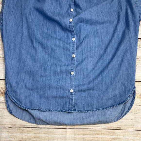 Madewell Chambray Shirt XS Blue Short Sleeve Button Front Cotton Lyocell Top - Picture 11 of 11